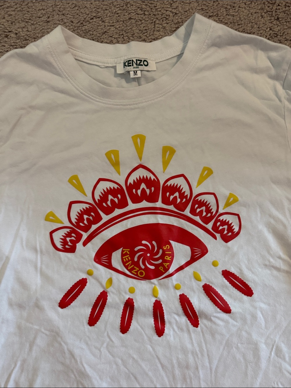 Kenzo White Tee With Red & Yellow Eye Motif View 3